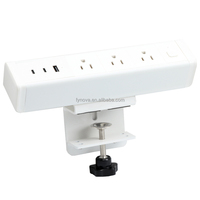 Pince de bureau multiprise 15A UK/US/EU prise 10A prise de table avec 2 ports USB-C 3 prises secteur protecteur de surtension de bureau support de pince