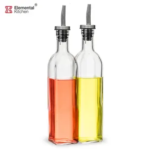 Voedselkwaliteit Eetbare Olieflessen Fles Glazen Olie 500Ml Heldere Hete Verkoop 500Ml Heldere Vierkante Glazen Fles Olijfolie