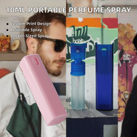 Flacon vaporisateur de parfum portable de 10 ml en plastique rechargeable avec bouchon à vis, sérigraphie et pompe pulvérisatrice