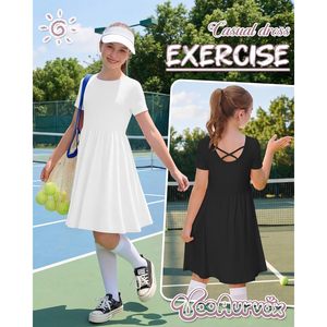 Vestido de Verano para Niñas, 92% Poliéster, 8% Elastano, Manga Corta, Línea A, Casual, Espalda Cruzada, de 5 a 14 Años - Product Image 2
