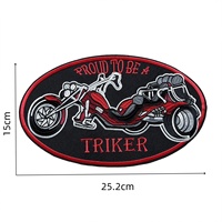 Grande écusson brodé ovale « Fier d'être un triker » thermocollant pour veste de motard, gilet et décoration vestimentaire