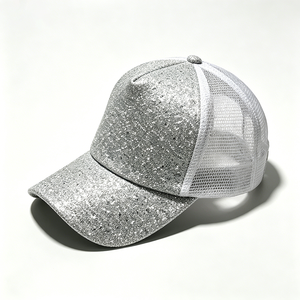 Wholesale Unisex Glitter Trucker <b>Hat</b> Sparkly Silver Mesh Back Adjustable Bling Sequined Sports <b>Cap</b> Outdoor Casual Canvas - Product Image 5