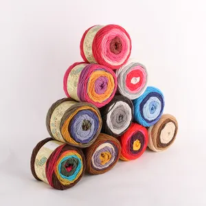Hot selling yarns knitting hand blend rainbow yarn cotton polyester blended yarn