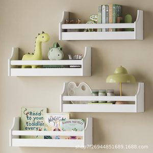 Étagère murale en bois massif blanc à 3 niveaux pour chambre d'enfant, organiseur de livres - Product Image 1