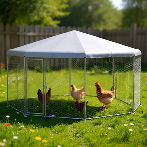 Corral para gallinas exterior con cubierta plateada de 17.1 pies x 15.7 pies, gallinero metálico rectangular para 19-25 gallinas, apto para todas las estaciones - Product Image 2