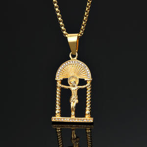 Hip Hop Jesus Iced Out CZ Religious Trend Waterproof Stainless Steel Fashion Jewelry <b>Pendant</b> Necklaces for <b>Mens</b> Wholesale 2025 - Product Image 1