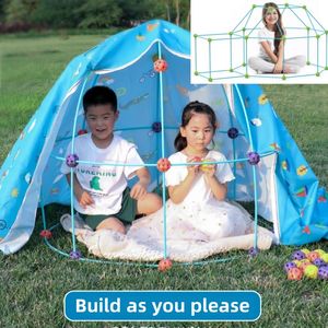 PP Plastic <span class=keywords><strong>Tent</strong></span> Bouwstenen Set, In elkaar grijpende Buizen en Verbinders voor Creatief Spelen van Kinderen, Kasteel Tunnel <span class=keywords><strong>Tent</strong></span> Structuren - Product Image 6