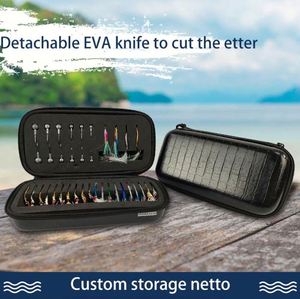 Black Fishing Tackle Box Pocket Storage Fly Fishing <b>Tray</b> Organizer Box with Waterproof Travel Fly Jig Lures Box - Product Image 6