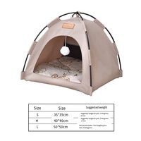 Lit pour animaux de compagnie pliable en forme de dôme, respirant toutes saisons, abri confortable pour chat avec coussin réversible pour chats et petits chiens