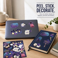 Autocollant en vinyle découpé pour journal, scrapbooking, imprimé UV, imperméable, feuille d'autocollants personnalisée, logo personnalisé, certifié RoHS, pour cadeaux et artisanat