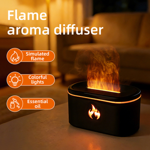 Flame Aroma Essential <b>Oil</b> <b>Diffuser</b> Desktop Seven Color Lights Simulation Fireplace <b>Diffuser</b> for Home Office - Product Image 3