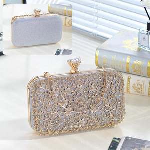 心形手拿包 水钻晚宴包 女士舞会金色水晶手包 - Product Image 5