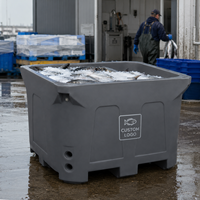 Bac à poisson isotherme rotomoulé de 1000 L, grand conteneur en plastique pour le transport et le stockage à froid des fruits de mer