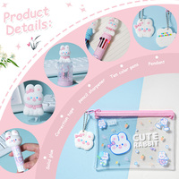 Ensemble de papeterie en gros Lapin Mignon, Kit de fournitures scolaires avec 10 crayons de couleur, trousse et taille-crayon pour filles et enfants