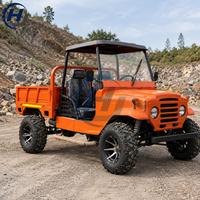 UTV à carrosserie ouverte, benne de chargement rouge pour exploitation agricole, propriétés et utilisation extérieure