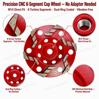 Disque de meulage diamanté CNC TING CHI à 6 segments, 125 mm (5 po), filetage M14, pour béton, pierre, maçonnerie, meuleuse d'angle
