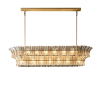 Lustre moderne de luxe en gros, design rond, luminaire suspendu pour salle à manger, salon, hôtel, verre transparent noir