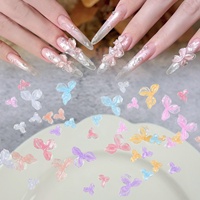 Hiasan Kuku Bunga Es Tiga Kelopak Akrilik 3D, Dekorasi Seni Kuku, Ukiran Lembut, Jelly Aurora, Rhinestone, Aksesoris Kuku DIY