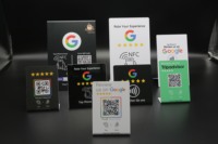 SUNLAN personnalisé NFC Table d'affichage Google Review Stand étanche PVC RFID NFC Menu Interface 13.56MHz Touchless Display NFC Stand