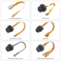 Kartu SIM Mikro/Nano/Mini Tahan Air IP67 Pemegang Konektor Dual-Slot Soket Bundar Logam Perempuan ke Laki-laki Kabel Ekstensi FPC