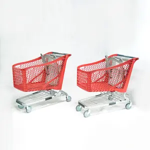 180Lプラスチック製ショッピングトロリー食料品スーパーマーケットカートショッピングカート