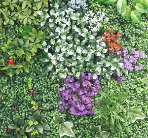 Tizen 3D vertikal hijau hutan Panel dinding buatan tanaman plastik rumput bunga dekorasi dinding Tizen hijau hutan