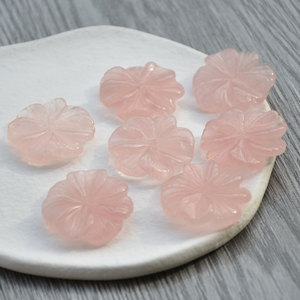 Rose Quartz Flower <b>28mm</b> Hand Carved Natural Stone For Jewelry Making DIY Accessories - Product Image 1