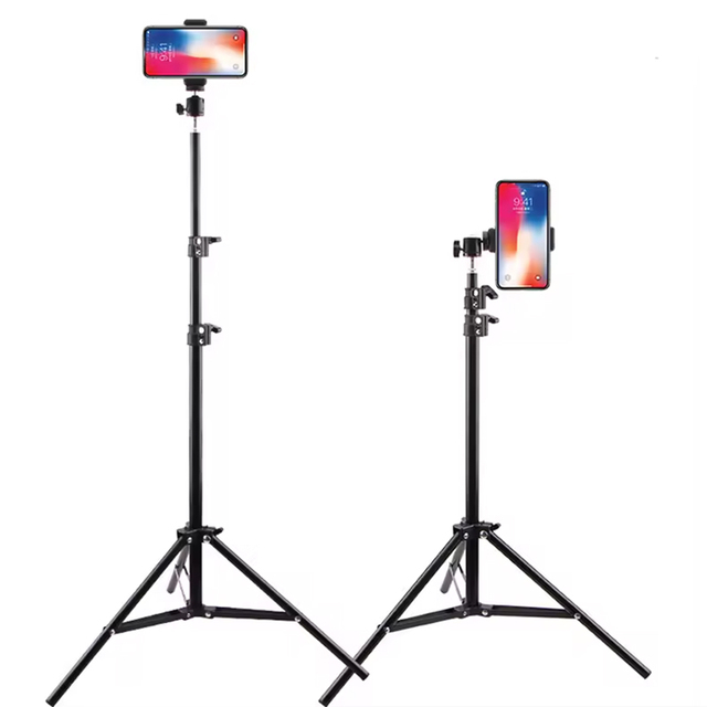 1.6m 2.1m Meta Leg Heavy Duty Light Stands Camera Smartphone Studio Ring Light Tripod With Phone Holder