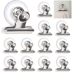 AccEncyc Clear ventosa pinza porta 12 pz finestre casa ufficio ventosa clip cucchiaio poggia e clip pentola
