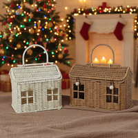 Panier cadeau de Noël en rotin PP disponible pour l'emballage, panier portable pour enfants, panier de rangement pour la maison, accessoires de décoration de festival