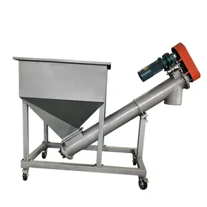 DZJX pipa miring kecil sekrup Auger Conveyor dengan Hopper untuk bubuk gula Horizontal U jenis tabung vertikal Spiral konveyor