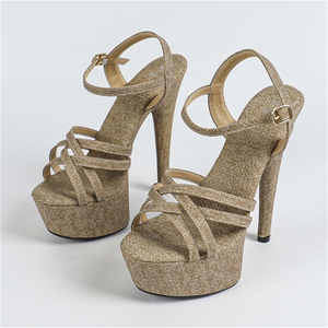 Sandales à talons hauts personnalisées pour femme, élégantes et charmantes, à bout ouvert, gris foncé, pour l'été et les soirées - Product Image 5