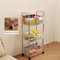 Chariot de rangement mobile multi-niveaux en acrylique transparent, chariot utilitaire en plastique pour la maison, la cuisine, les collations, la chambre et la salle de bain