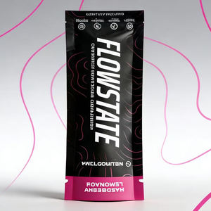Sachet personnalisé refermable à trois soudures pour poudre, idéal pour les compléments sportifs, avec encoche de déchirement - Product Image 2