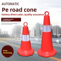 Cônes de signalisation routière réfléchissants en PE de 70 cm avec boucle de transport pour avertissement de sécurité et barrière de circulation