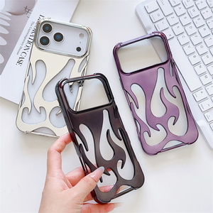 Coque de téléphone mobile électroplaquée effet flamme pour iPhone 17 16 15 14 Pro Max, avec maille respirante et dos mat ventilé - Product Image 6