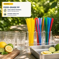 Pailles en plastique compostables à faible MOQ, couleur naturelle, pour accessoires de fête et de bar écologiques, biodégradables en vrac