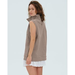 FOXA <b>Women's</b> Oversized Sleeveless <b>Henley</b> Neck Pullover <b>Top</b> Cotton Blend Jersey Summer Fashion Outfit - Product Image 4