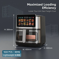 Friteuse à air électrique compacte 15L grande capacité, sans huile, avec panneau tactile numérique, pour la maison et les fêtes