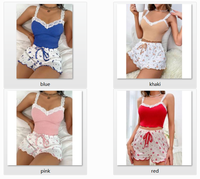 Pyjamas pour femmes, vêtements de nuit en stock, imprimé tendance fleuri, ensemble 2 pièces, vêtements de nuit pour femmes