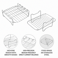 Support pour friteuse à air Double couche Panier polyvalent Accessoire Support de gril en acier inoxydable pour rôtir