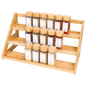 Wooden Spice <b>Rack</b> Three Layer Kitchen Countertop <b>Storage</b> Shelf For Spice <b>Bottles</b> Standing Type - Product Image 5