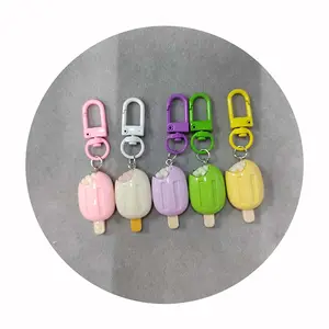 Keychain in bulk Sweet Popsicle Ice Cream Resin Custom Keychain Key Ring Chain 100pcs/lot Jewelry Pendants Key Holder DIY