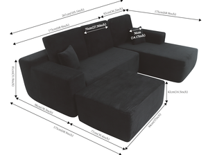 105.7" Cloud Sectional Set U-Shaped Modular Design Modern Fabric Upholstery for Apartment & Hotel Living/Bedroom Use - Product Image 3