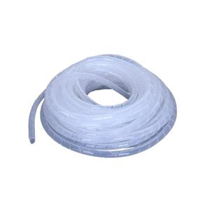 Banda enrolladora de cables en espiral de 10 mm x 10 m, color blanco; ideal para organizar y proteger cables y alambres. - Product Image 1