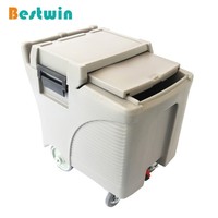 Chariot de rangement pour glaçons Bestwins, capacité 125 litres, en plastique PE isolé, couvercle coulissant, couleurs et logo personnalisables, pour extérieur