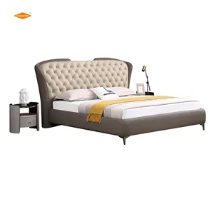 Modern Bedroom Furniture Bed China Leather Luxury Double King Superior Upholstered Bed