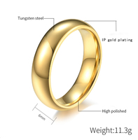 Cincin pasangan 2 4 6 mm baja tahan karat 18K cincin pernikahan berlapis emas untuk pria wanita pria