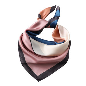 <span class=keywords><strong>Foulard</strong></span> carré en <span class=keywords><strong>soie</strong></span> et rayonne de 70 cm pour <span class=keywords><strong>femme</strong></span>, style japonais/coréen, rayé, élégant, en crêpe satiné imprimé, pour hôtesse de l'air - Product Image 1
