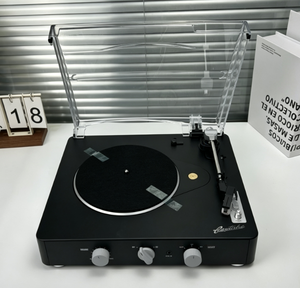 Tourne-disque <span class=keywords><strong>vinyle</strong></span> vintage personnalisé en usine avec récepteur BT 5.0, 3 vitesses, entraînement par courroie, pour la décoration intérieure, cadeau, utilisation en salon - Product Image 3